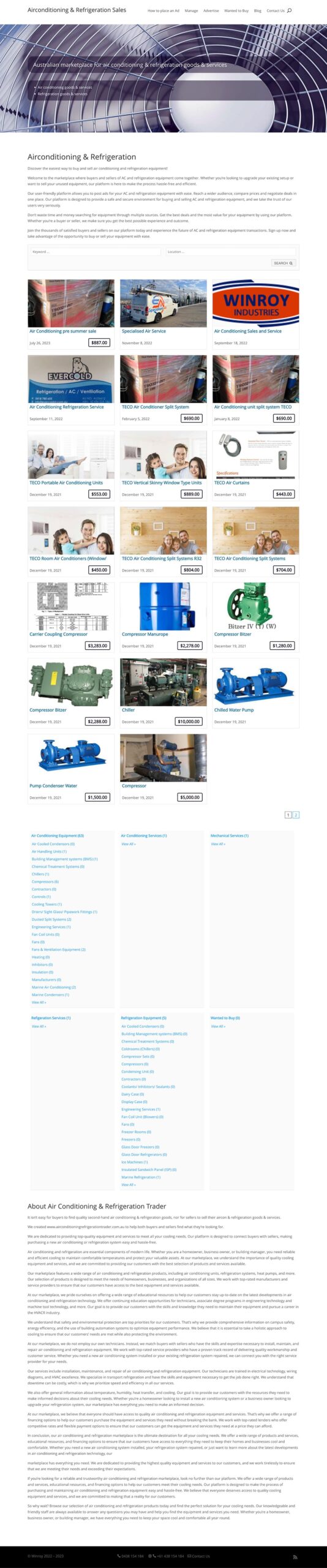 Air Conditioning Refrigeration Trader website development