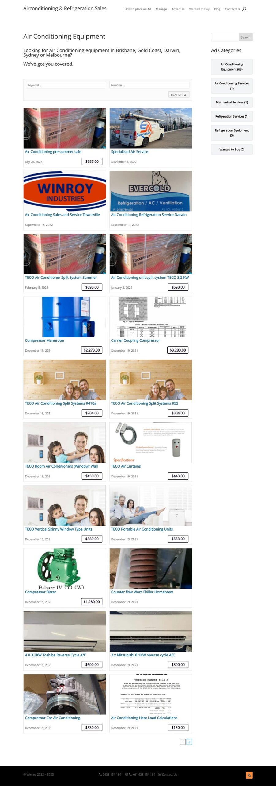 Air Conditioning Refrigeration Trader website development