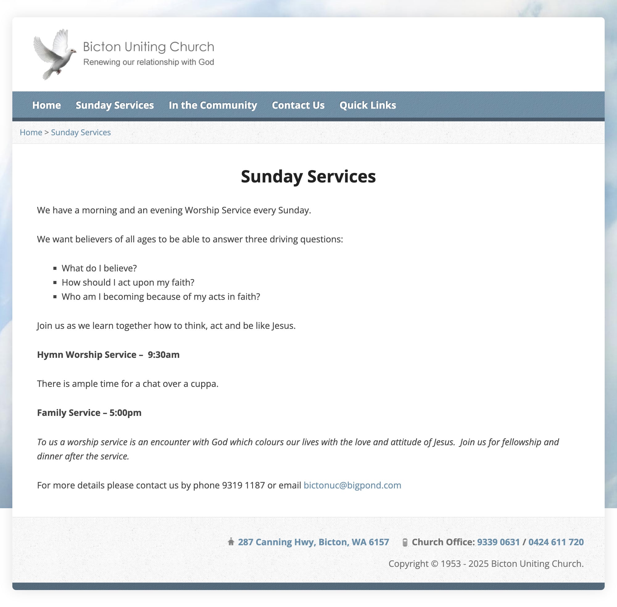 Bicton Uniting Church website development