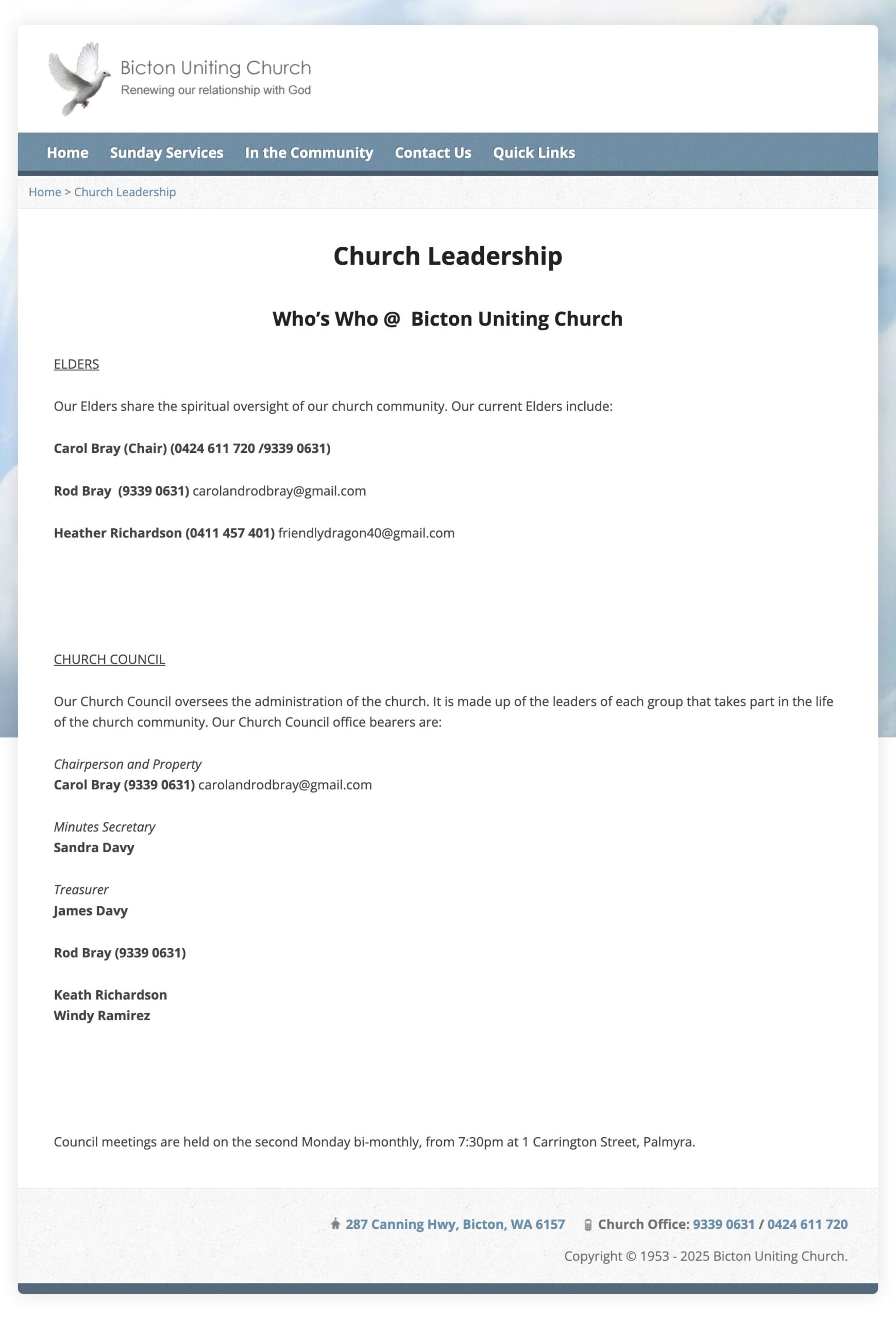 Bicton Uniting Church website development