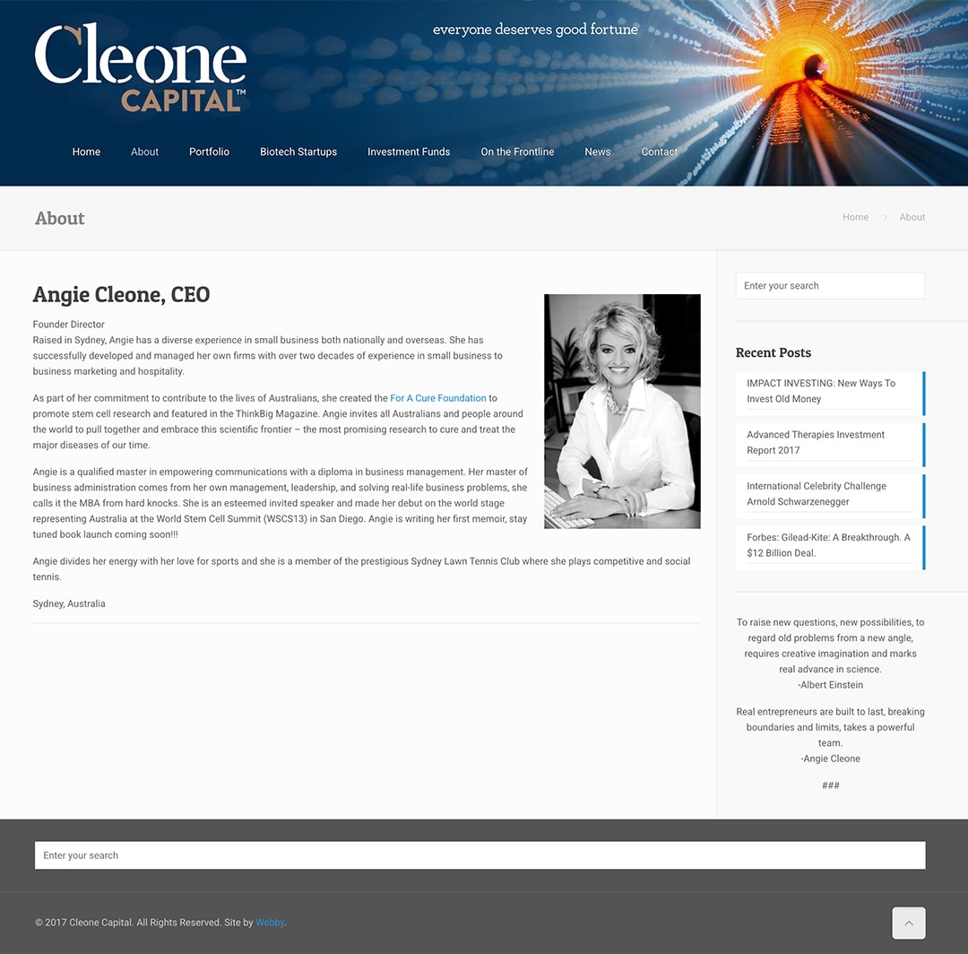 Cleone Capital - fundraising - website development