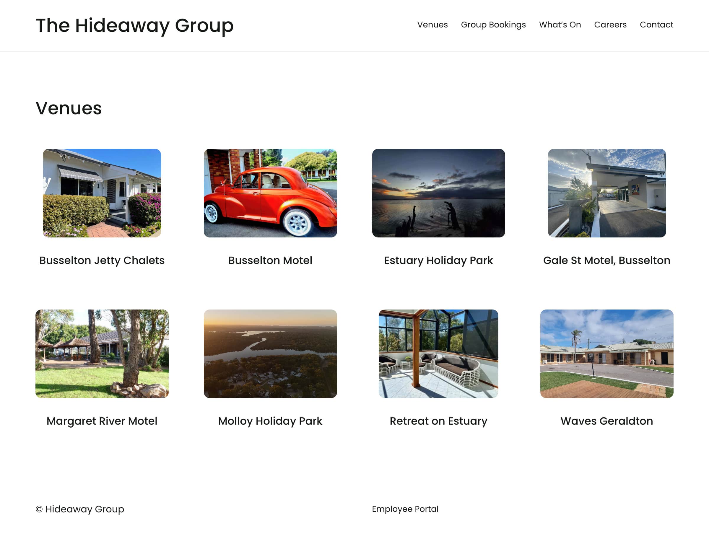 Hideaway Group website development