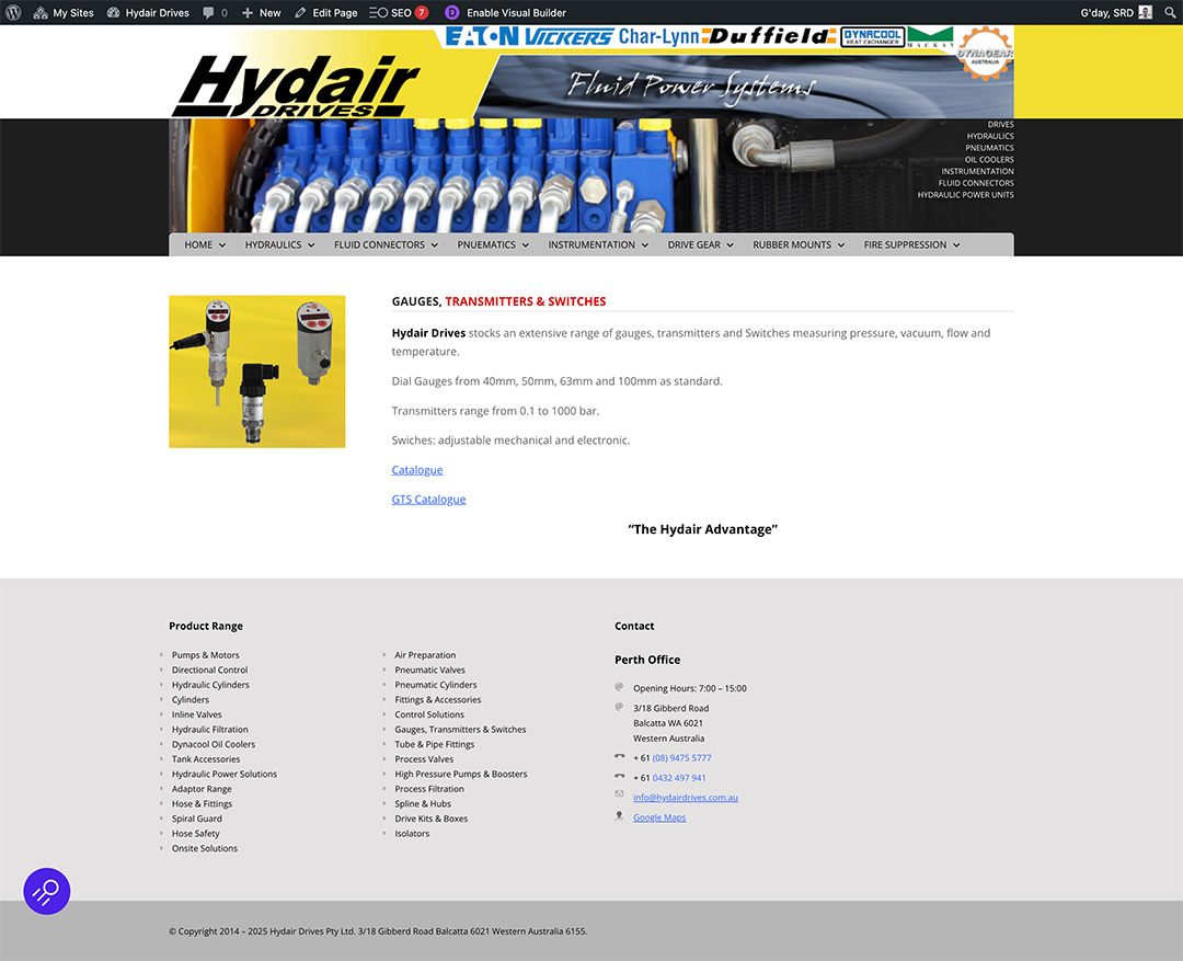Hydair Drives website development