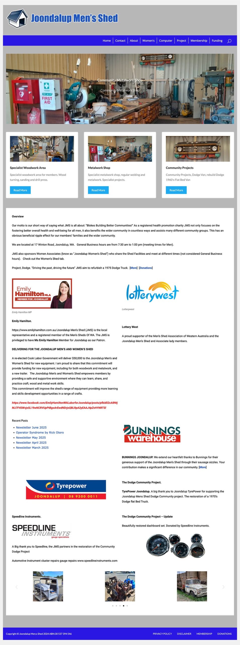 Joondalup Men's Shed community website development