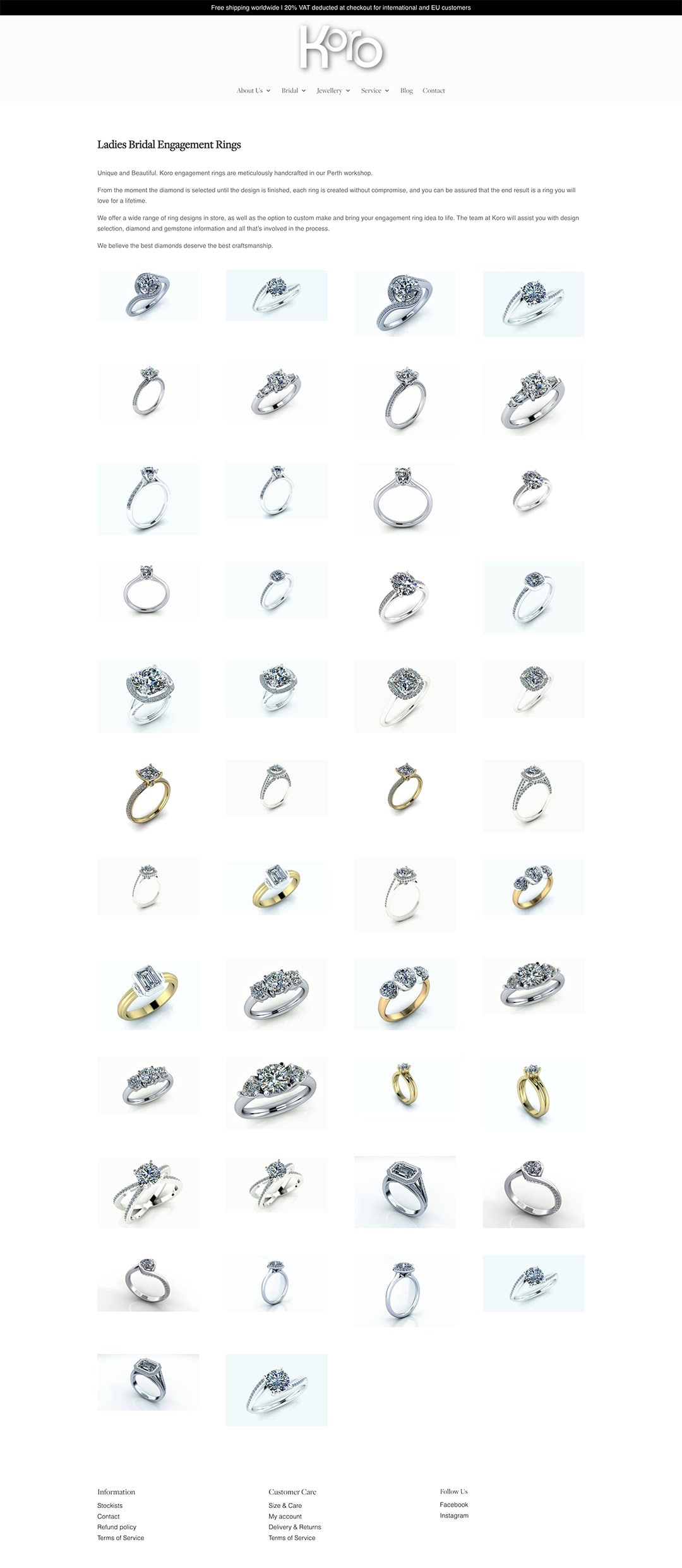 Koro Jewellery store, website development