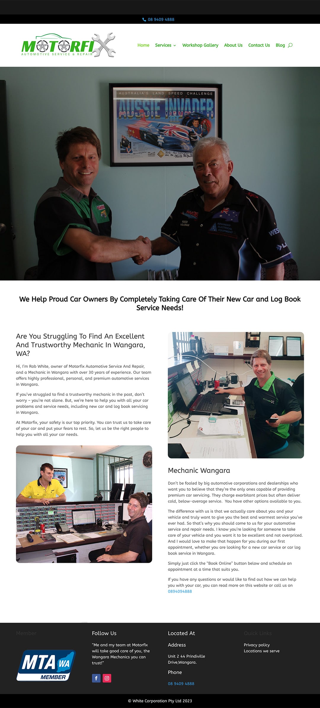 Motorfix mechanical services, website development