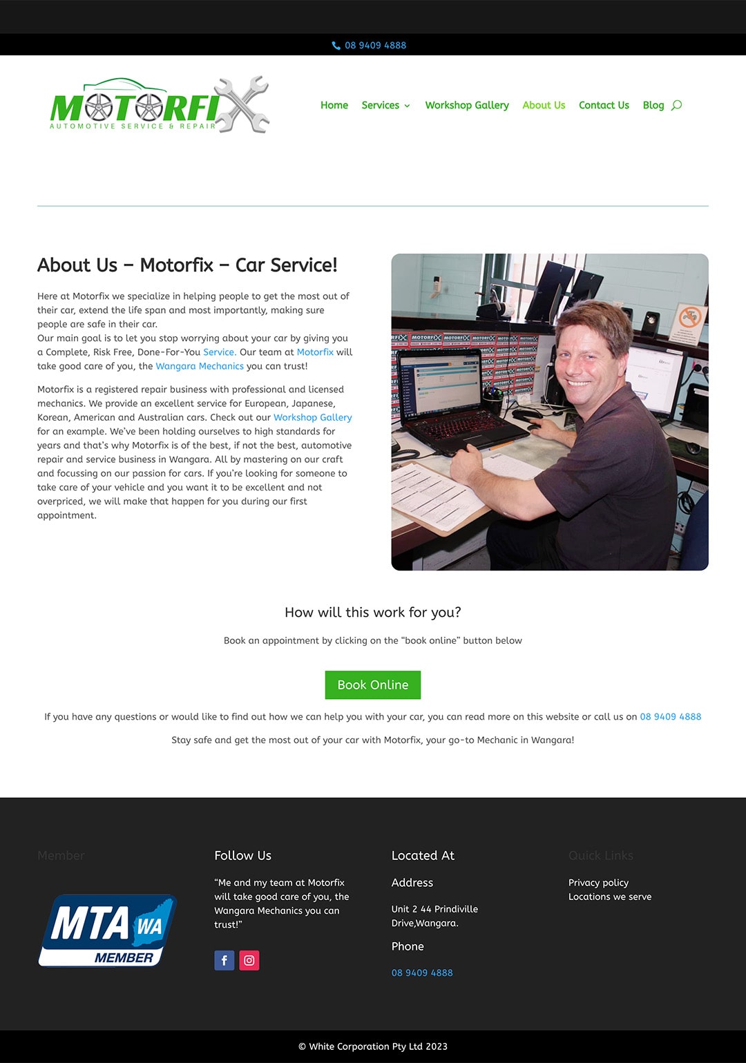 Motorfix mechanical services, website development