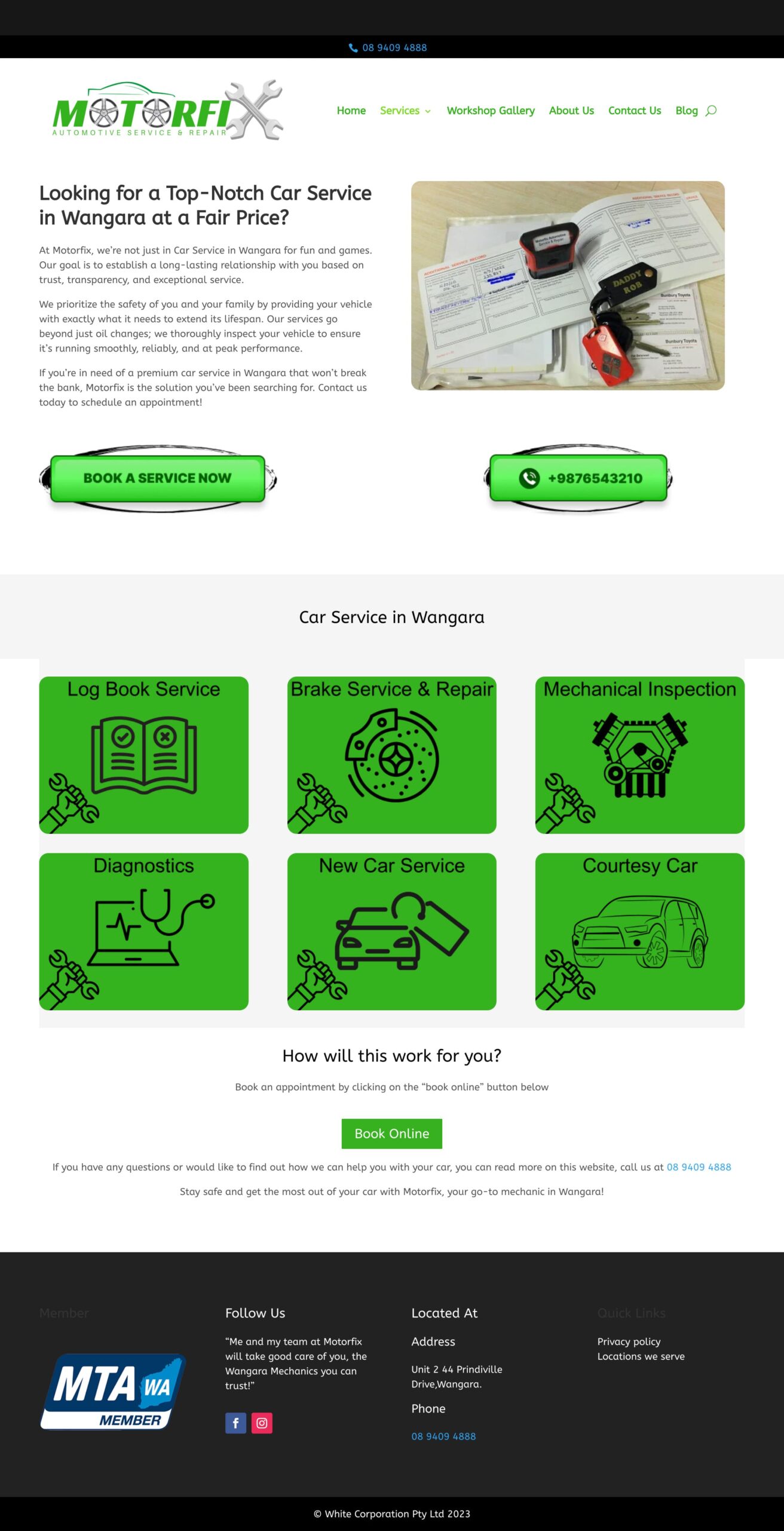 Motorfix mechanical services, website development