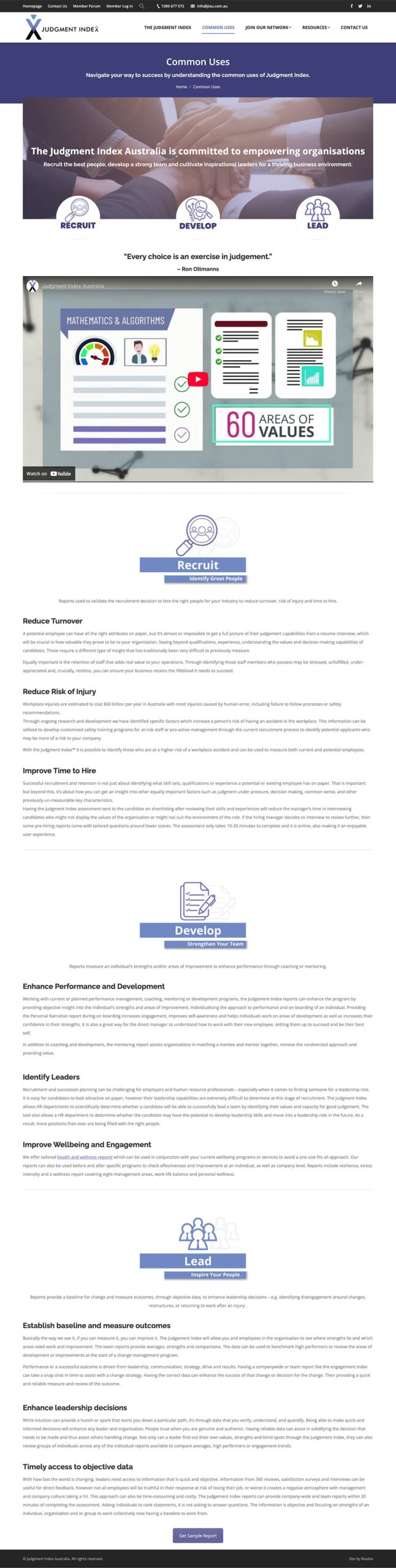 The Judgement Index, personality profile, website development